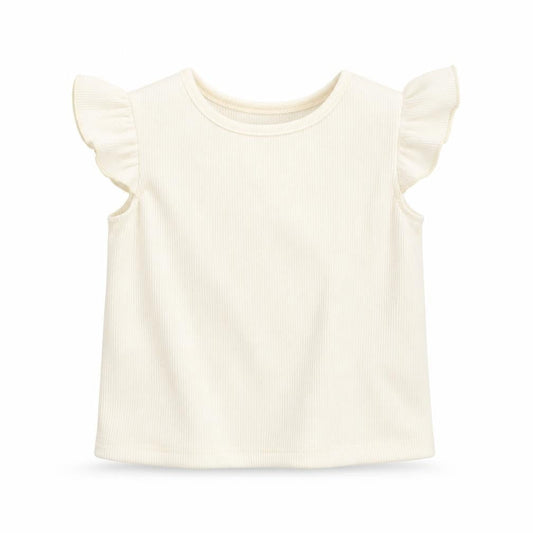 Primark Girls White  Polyester Basic T-Shirt Size 6-9 Months Round Neck