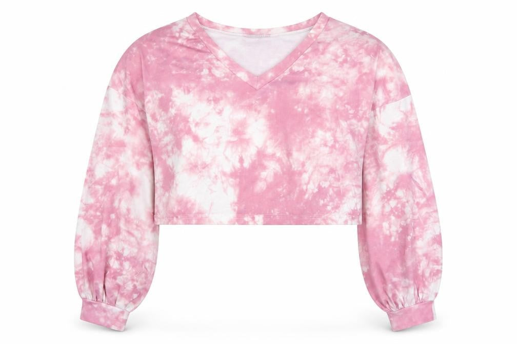 Shein  Womens Pink Geometric Polyester Pullover Sweatshirt Size 12   - Cropped