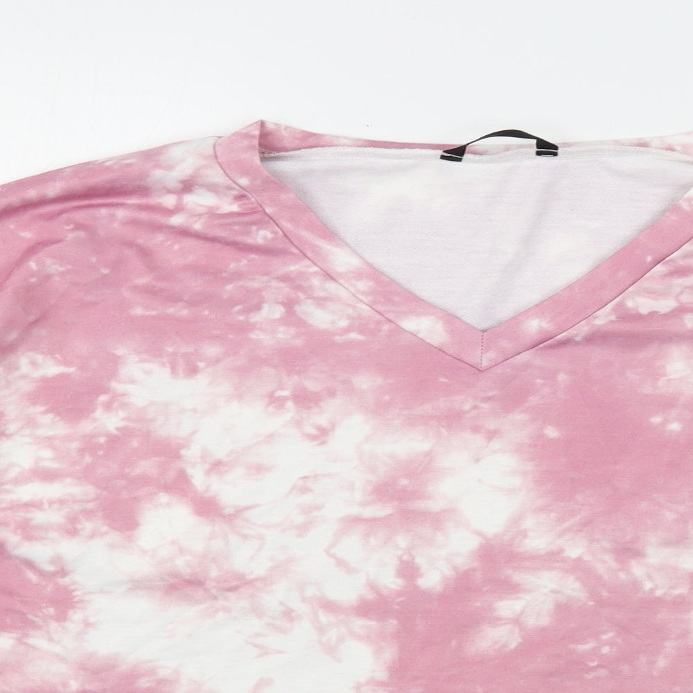 Shein  Womens Pink Geometric Polyester Pullover Sweatshirt Size 12   - Cropped