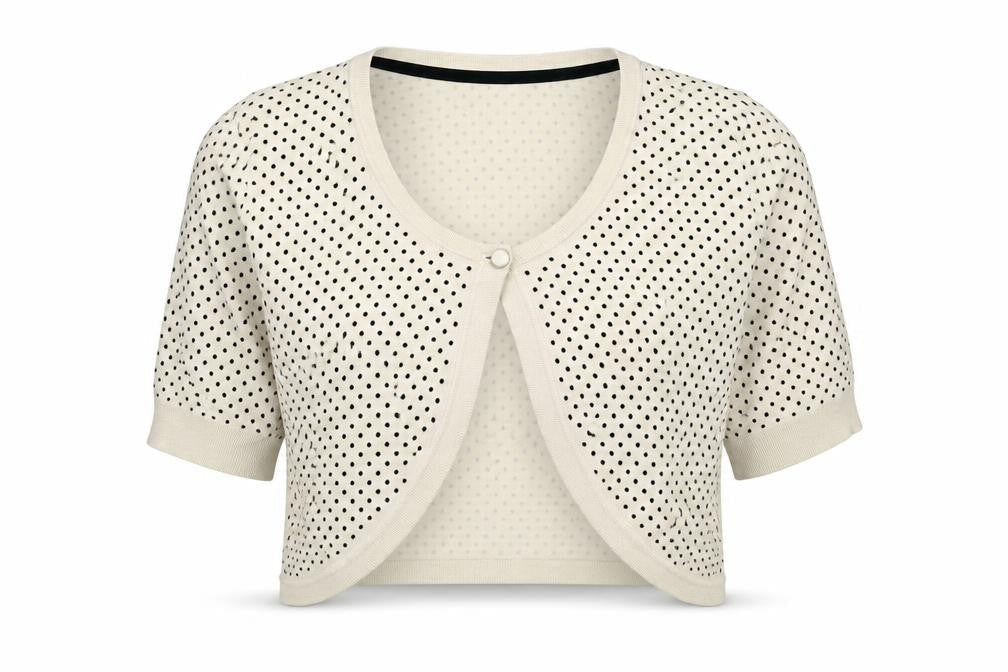 Marks & Spencer Womens Beige V-Neck Polka Dot Viscose Shrug Jumper Size 14