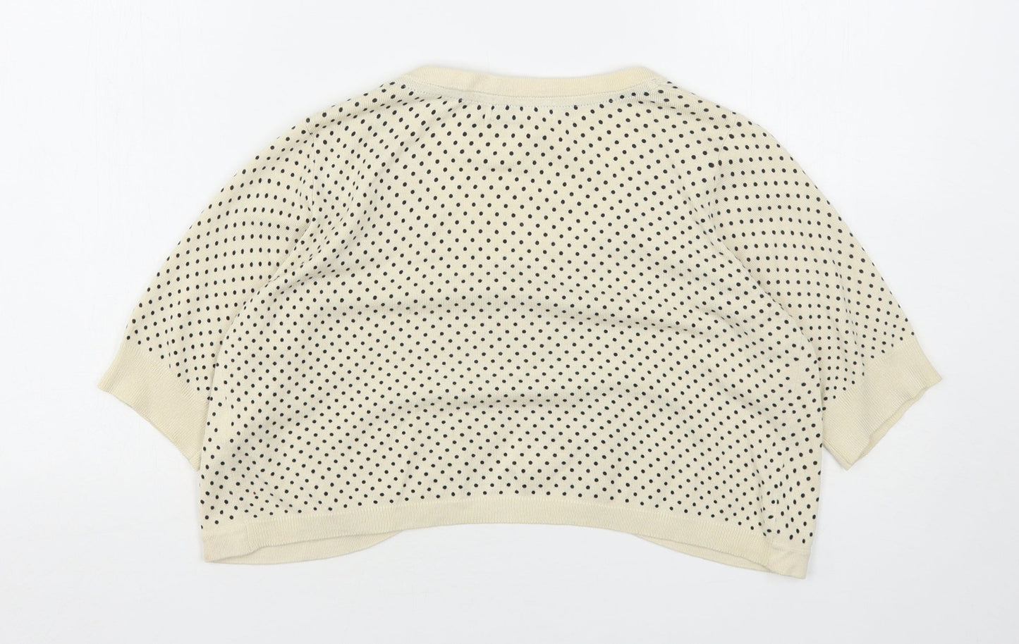 Marks and Spencer Womens Beige V-Neck Polka Dot Viscose Shrug Jumper Size 14