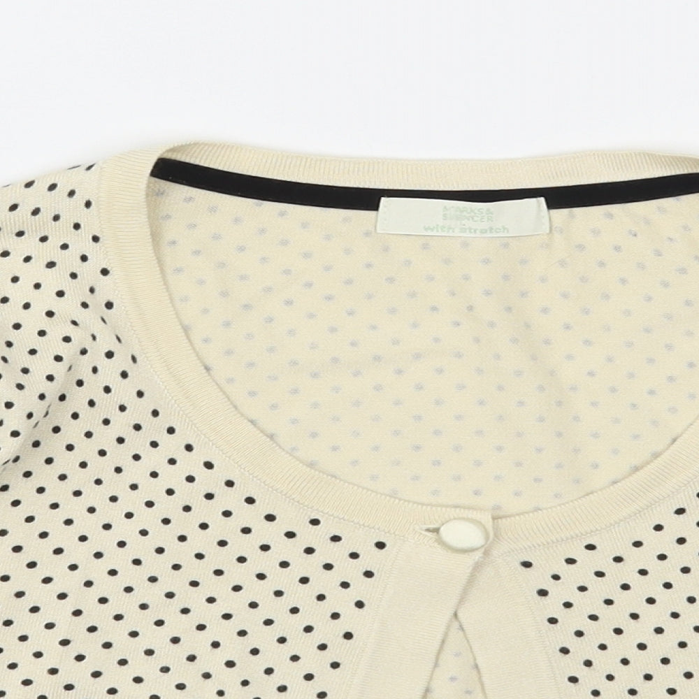 Marks and Spencer Womens Beige V-Neck Polka Dot Viscose Shrug Jumper Size 14