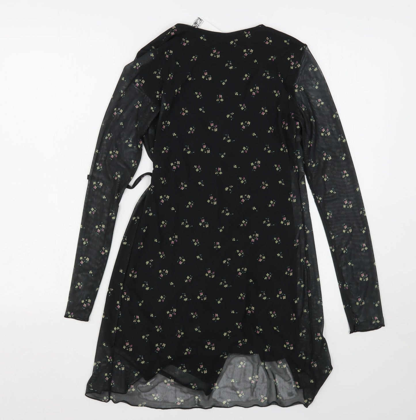 H&M Womens Black Floral Polyester Mini  Size XS  V-Neck