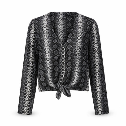 H&M Womens Grey Animal Print Viscose Basic Button-Up Size 6 V-Neck