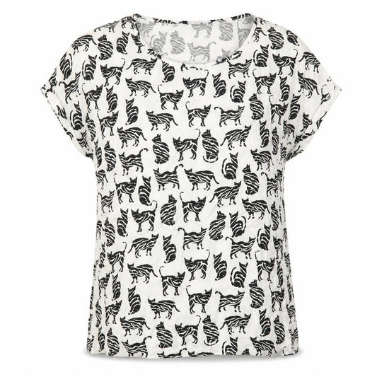 Atmosphere Womens White Animal Print Viscose Basic Blouse Size 8 Round Neck