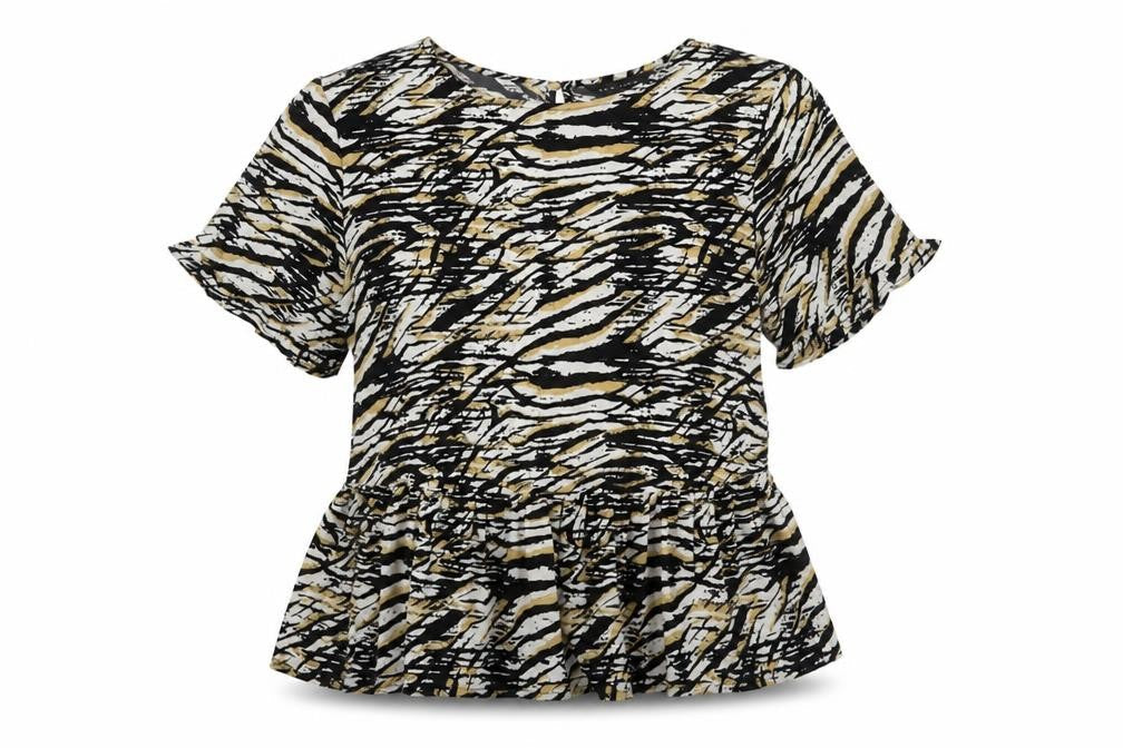 New Look Womens Multicoloured Animal Print Polyester Basic Blouse Size 6 Round Neck
