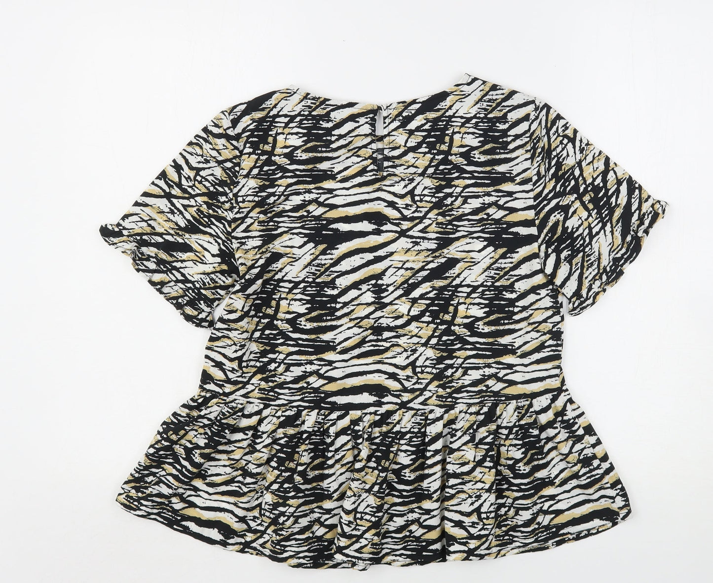 New Look Womens Multicoloured Animal Print Polyester Basic Blouse Size 6 Round Neck