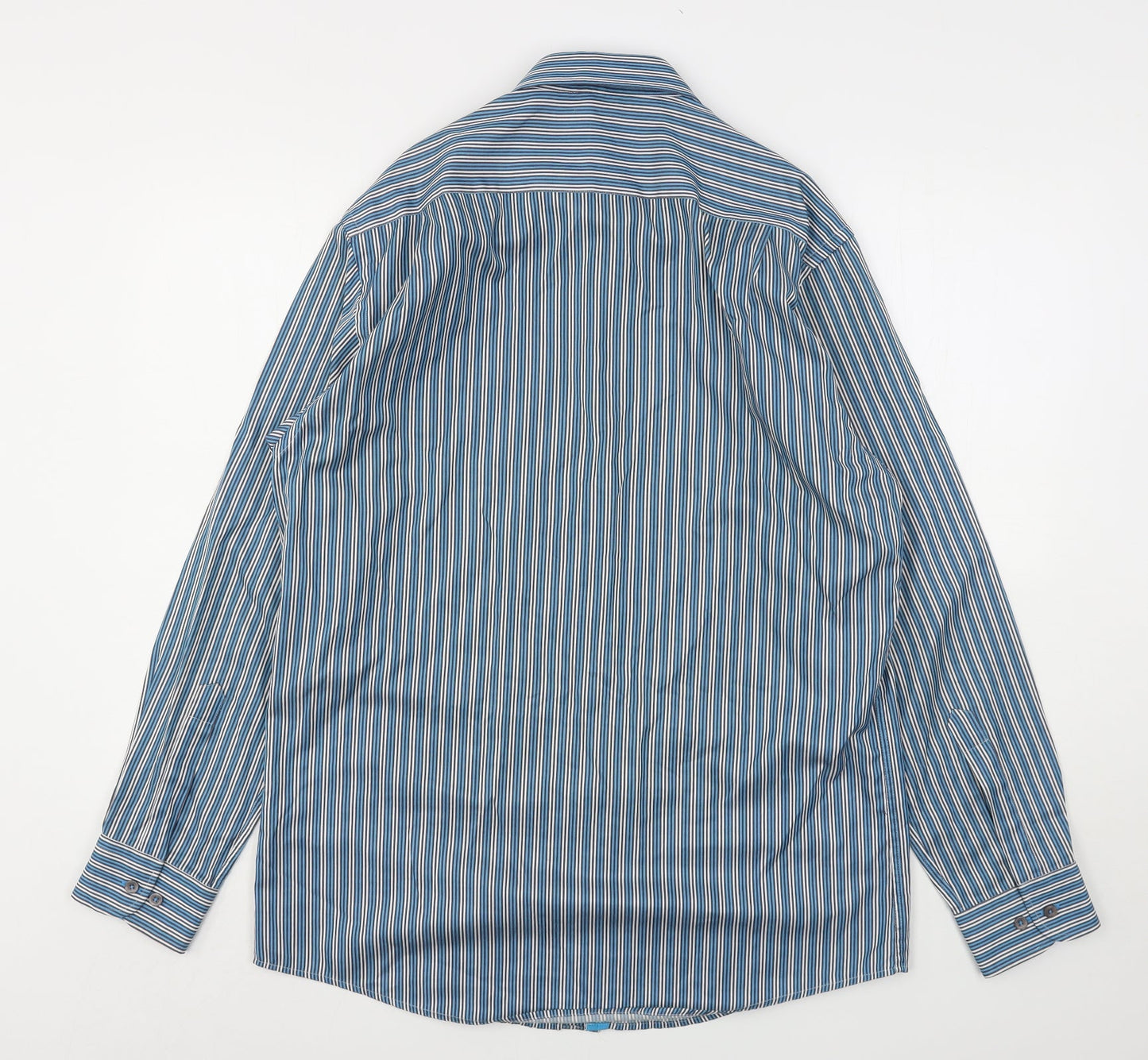 Daniel Grahame Mens Blue Striped Cotton  Button-Up Size L Collared