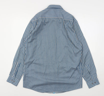 Preloved Daniel Grahame Mens Blue Striped Cotton  Button-Up Size L Collared - Back