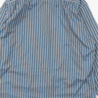 Preloved Daniel Grahame Mens Blue Striped Cotton  Button-Up Size L Collared - Label