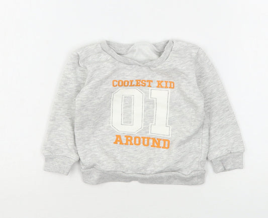 Dunnes Stores Boys Grey  Cotton Pullover Jumper Size 9-12 Months