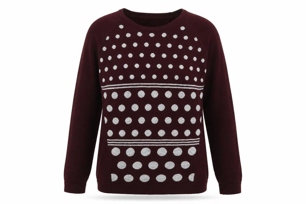 Micha Womens Purple Round Neck Polka Dot Acrylic Pullover Jumper Size S