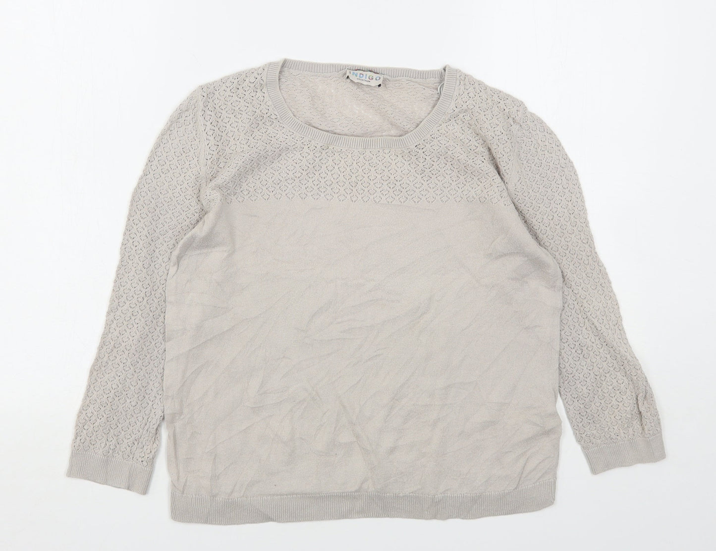 Marks and Spencer Womens Beige Round Neck  Cotton Pullover Jumper Size 12