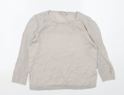 Marks & Spencer Womens Beige Round Neck  Cotton Pullover Jumper Size 12