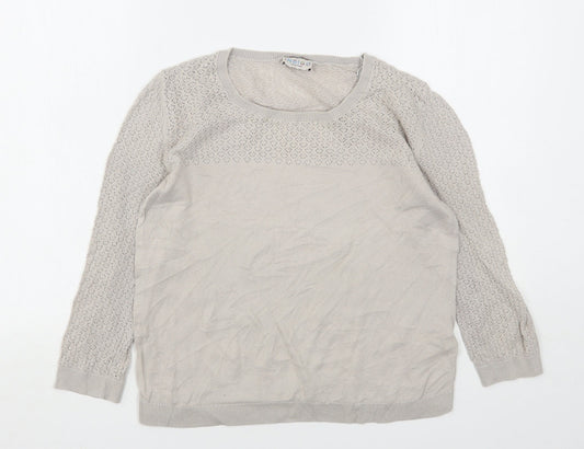 Marks and Spencer Womens Beige Round Neck  Cotton Pullover Jumper Size 12