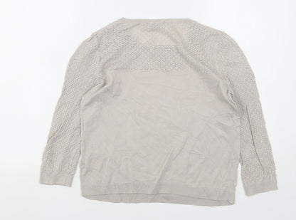 Marks & Spencer Womens Beige Round Neck  Cotton Pullover Jumper Size 12