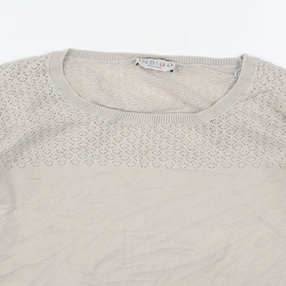 Marks & Spencer Womens Beige Round Neck  Cotton Pullover Jumper Size 12