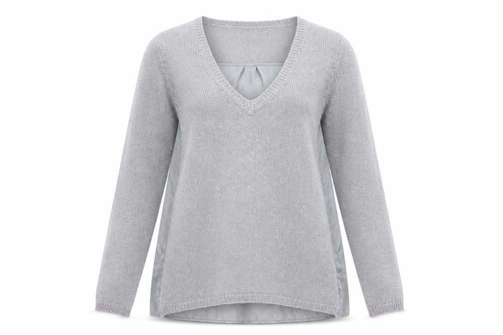 Oasis Womens Grey V-Neck  Polyester Pullover Jumper Size L