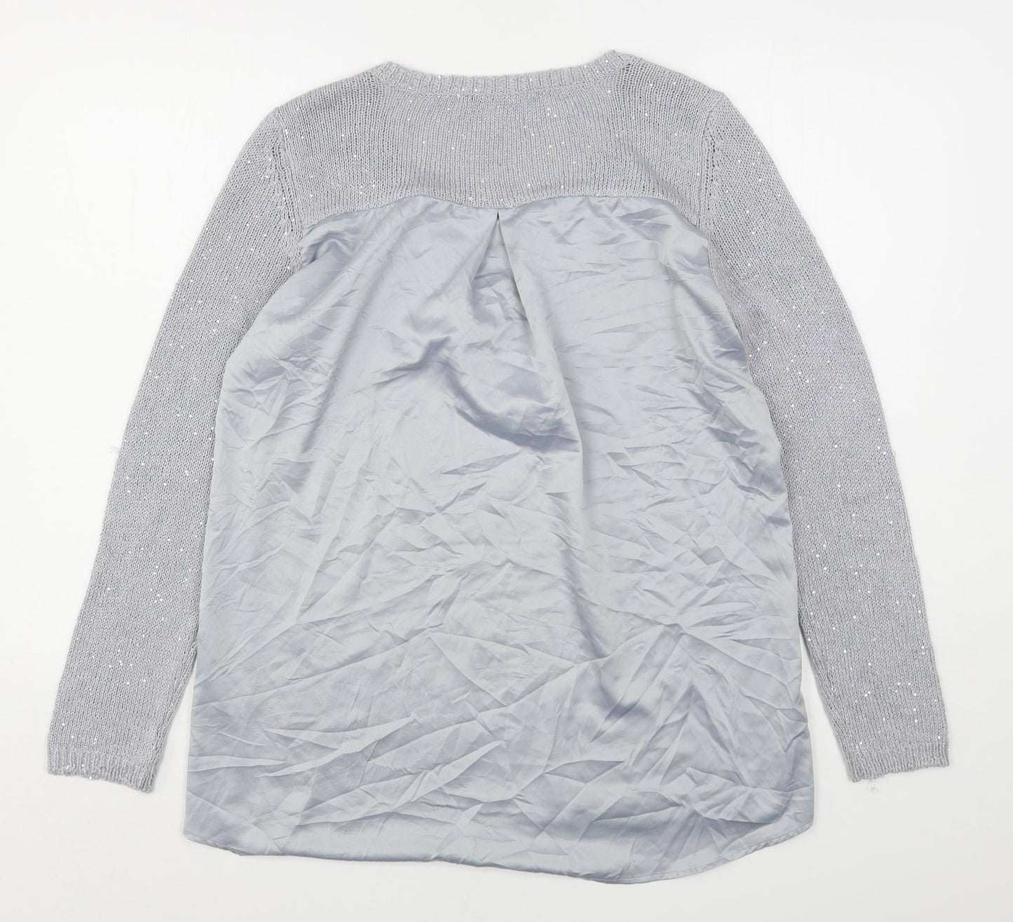 Oasis Womens Grey V-Neck  Polyester Pullover Jumper Size L