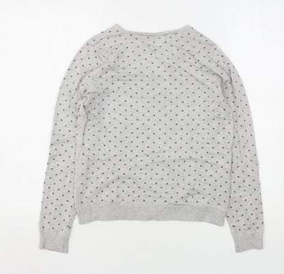 Mango Womens Grey Round Neck Polka Dot Polyester Pullover Jumper Size S