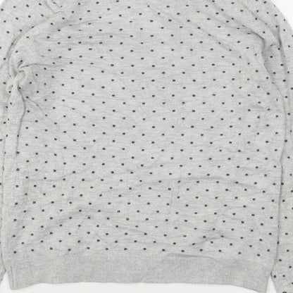 Mango Womens Grey Round Neck Polka Dot Polyester Pullover Jumper Size S