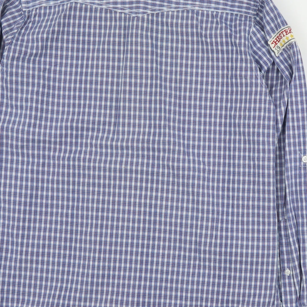 Urban Spirit Mens Blue Plaid Cotton  Button-Up Size M Collared Snap