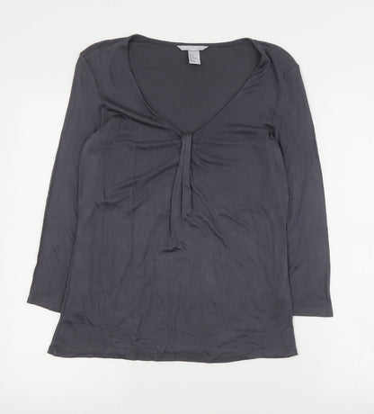 H&M Womens Grey  Viscose Basic Blouse Size M V-Neck