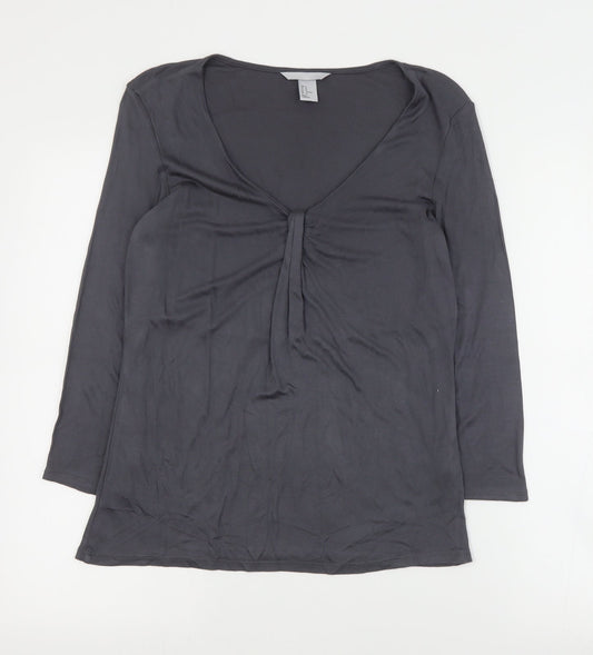 H&M Womens Grey  Viscose Basic Blouse Size M V-Neck