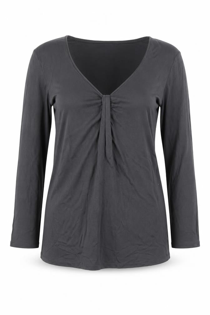 H&M Womens Grey  Viscose Basic Blouse Size M V-Neck