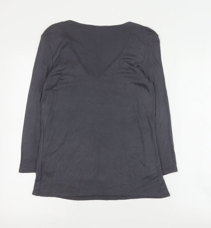 H&M Womens Grey  Viscose Basic Blouse Size M V-Neck
