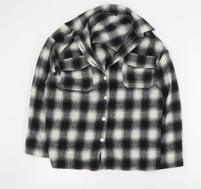 SHEIN Womens Black Plaid  Jacket Coat Size S  Button