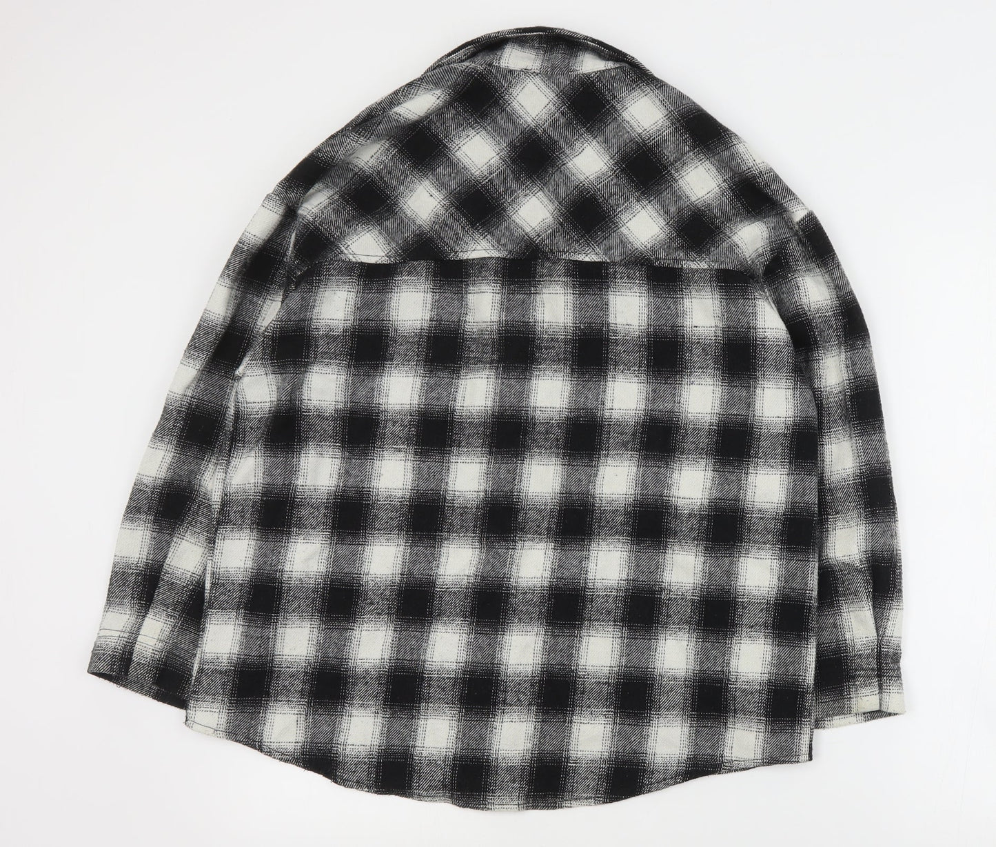 SheIn Womens Black Plaid  Jacket Coat Size S  Button