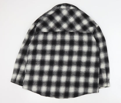 SHEIN Womens Black Plaid  Jacket Coat Size S  Button