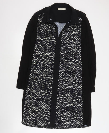 Oasis Womens Black Geometric Polyester Shirt Dress  Size M  V-Neck Pullover