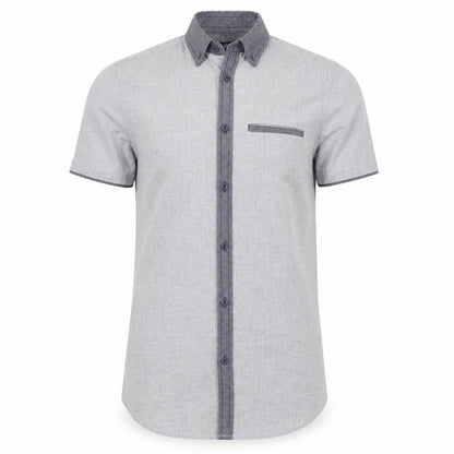 F&F Mens Grey  Cotton  Button-Up Size S Collared Button