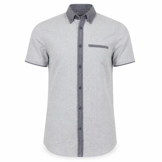 F&F Mens Grey  Cotton  Button-Up Size S Collared Button
