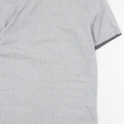 F&F Mens Grey  Cotton  Button-Up Size S Collared Button