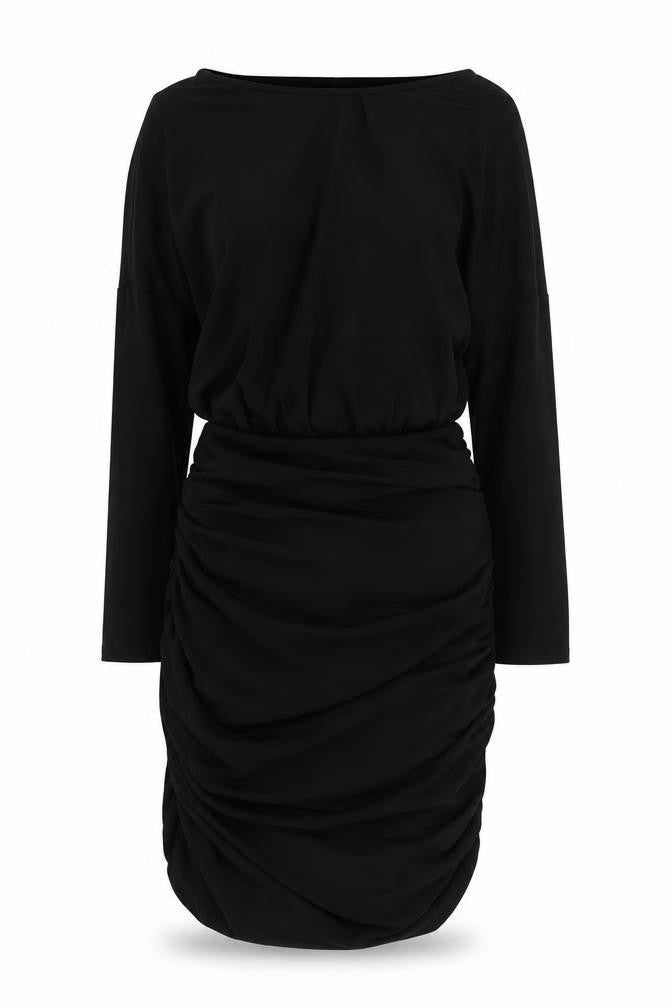 New Look Womens Black  Polyester Mini  Size 8  Round Neck Pullover - Ruched