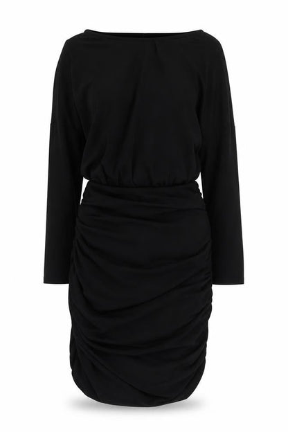 New Look Womens Black  Polyester Mini  Size 8  Round Neck Pullover - Ruched
