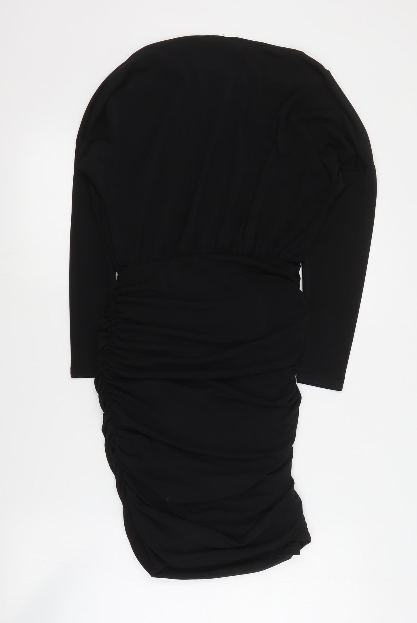New Look Womens Black  Polyester Mini  Size 8  Round Neck Pullover - Ruched