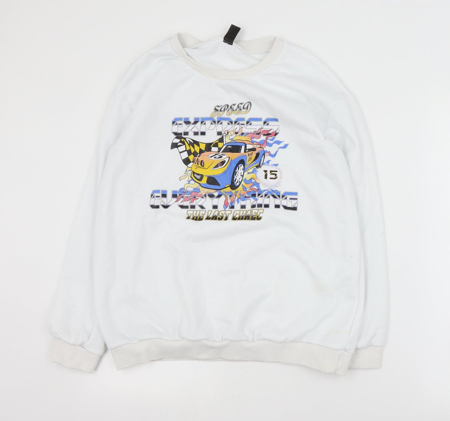 SheIn Mens White  Polyester Pullover Sweatshirt Size M