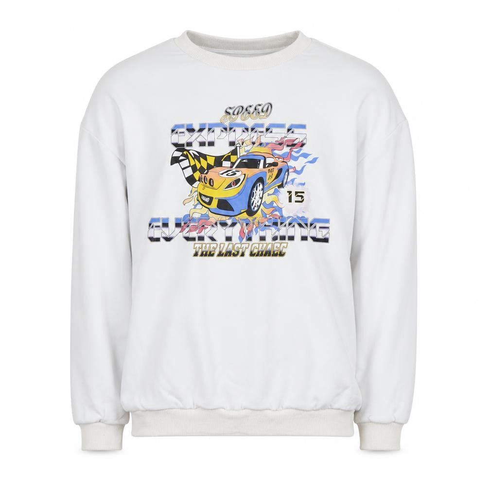 SheIn Mens White  Polyester Pullover Sweatshirt Size M