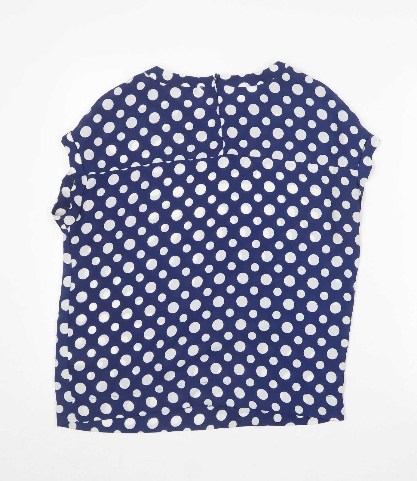 NEXT Womens Blue Polka Dot Polyester Basic Blouse Size 8 Round Neck