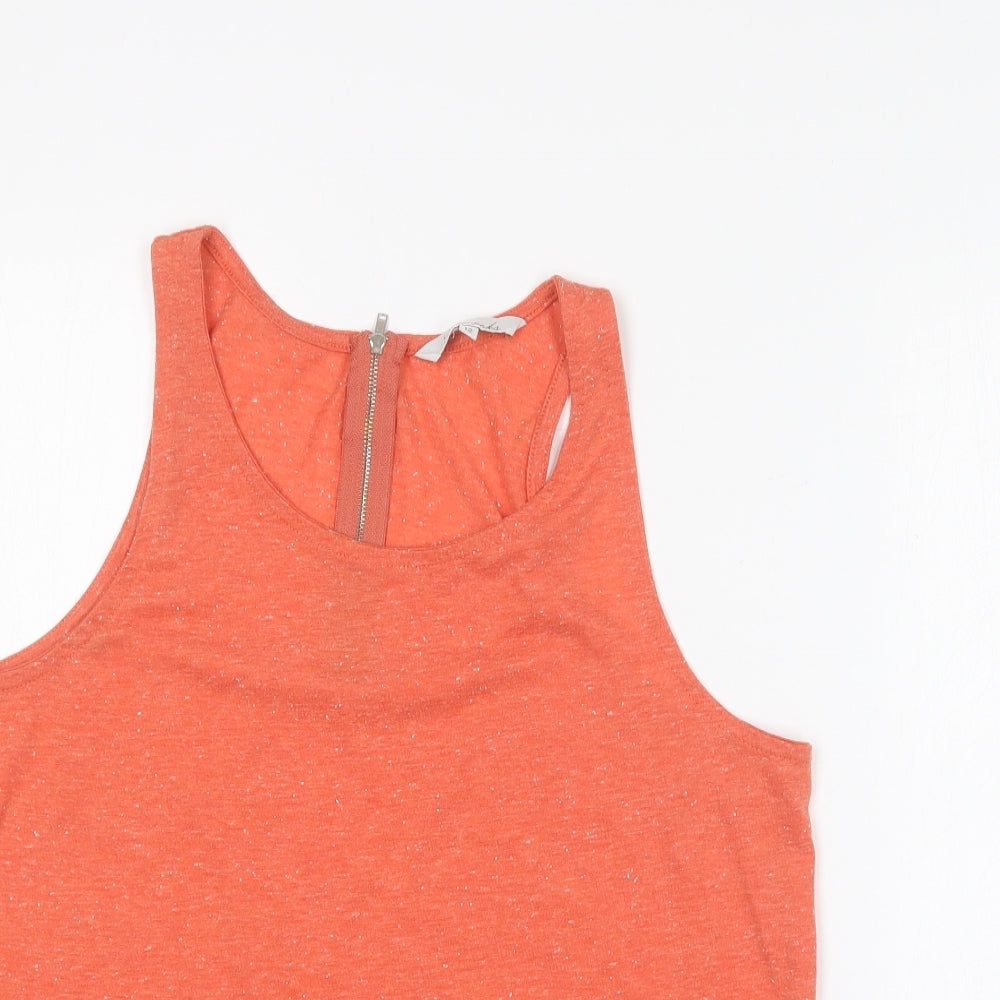 Peacocks Womens Orange  Polyester Basic Tank Size 12 Round Neck