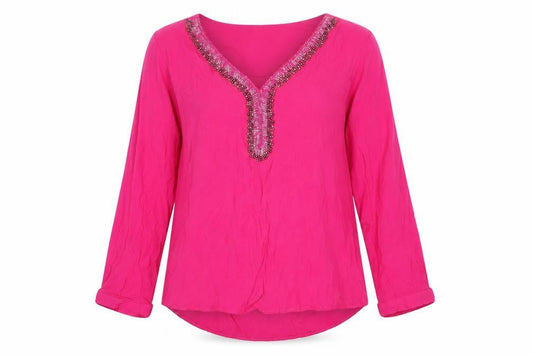 Fee Red Womens Pink  Nylon Basic T-Shirt Size S V-Neck