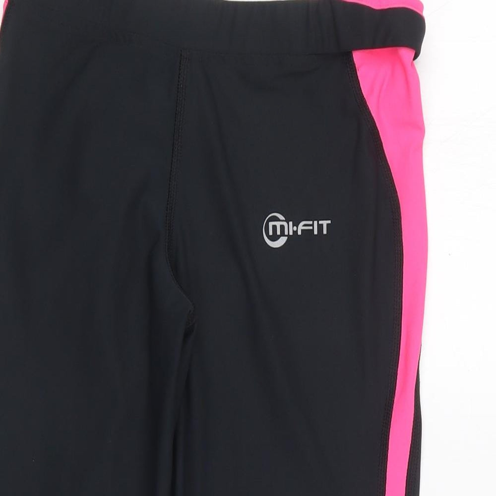 Mi Fit Womens Black  Polyester Compression Leggings Size 8 L16 in Regular