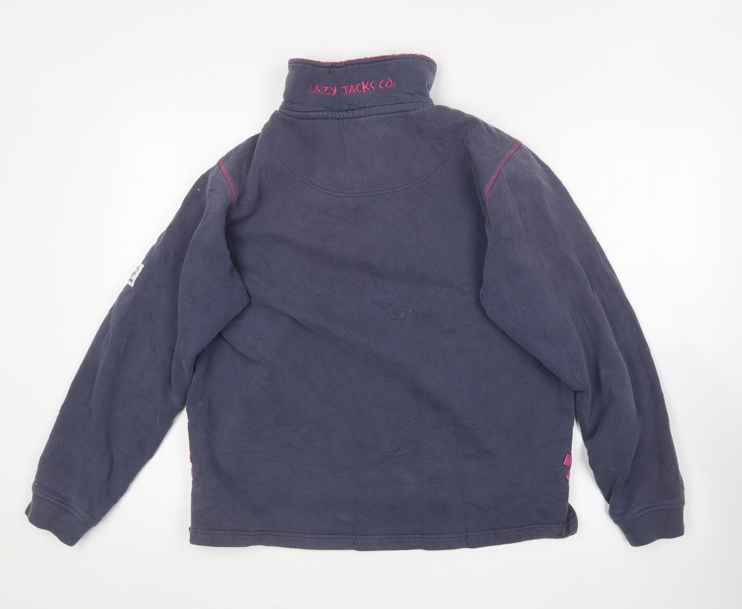 Lazy Jacks Womens Blue Collared  Cotton Pullover Jumper Size M