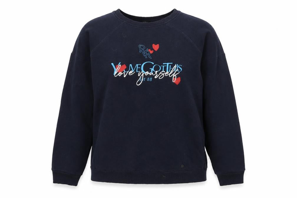 River Island Womens Blue Round Neck  Cotton Pullover Jumper Size M