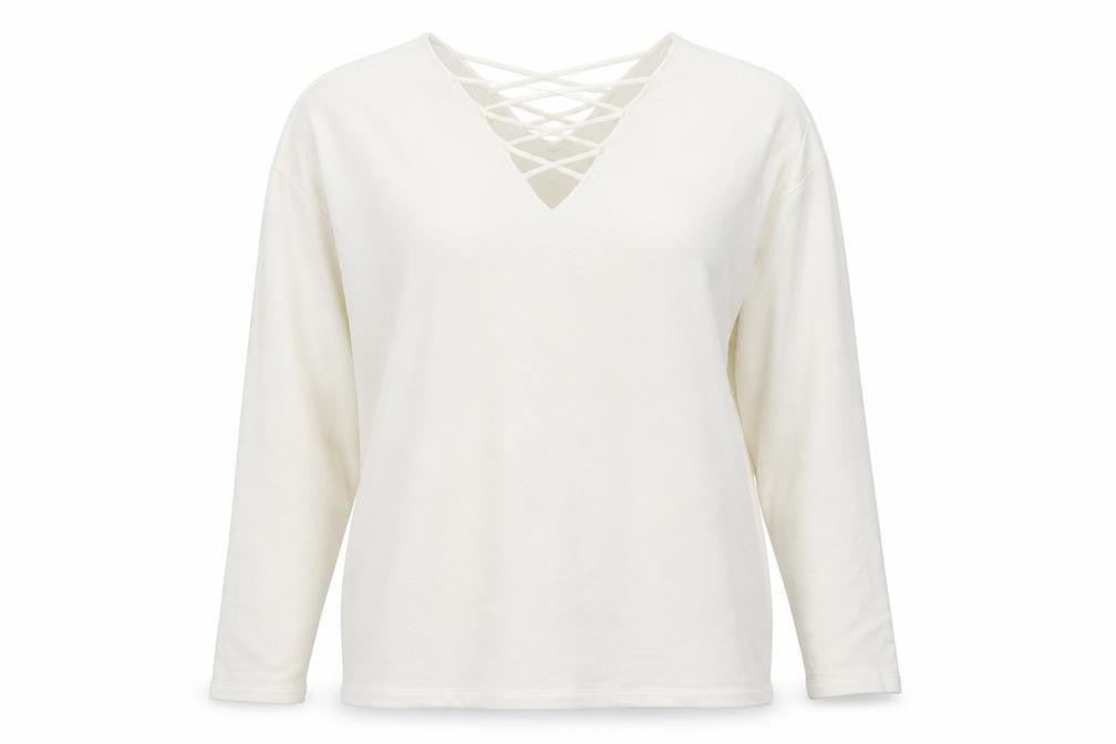 Wild Honey Womens Ivory V-Neck  Rayon Pullover Jumper Size S