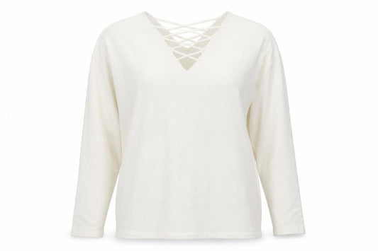 Wild Honey Womens Ivory V-Neck  Rayon Pullover Jumper Size S